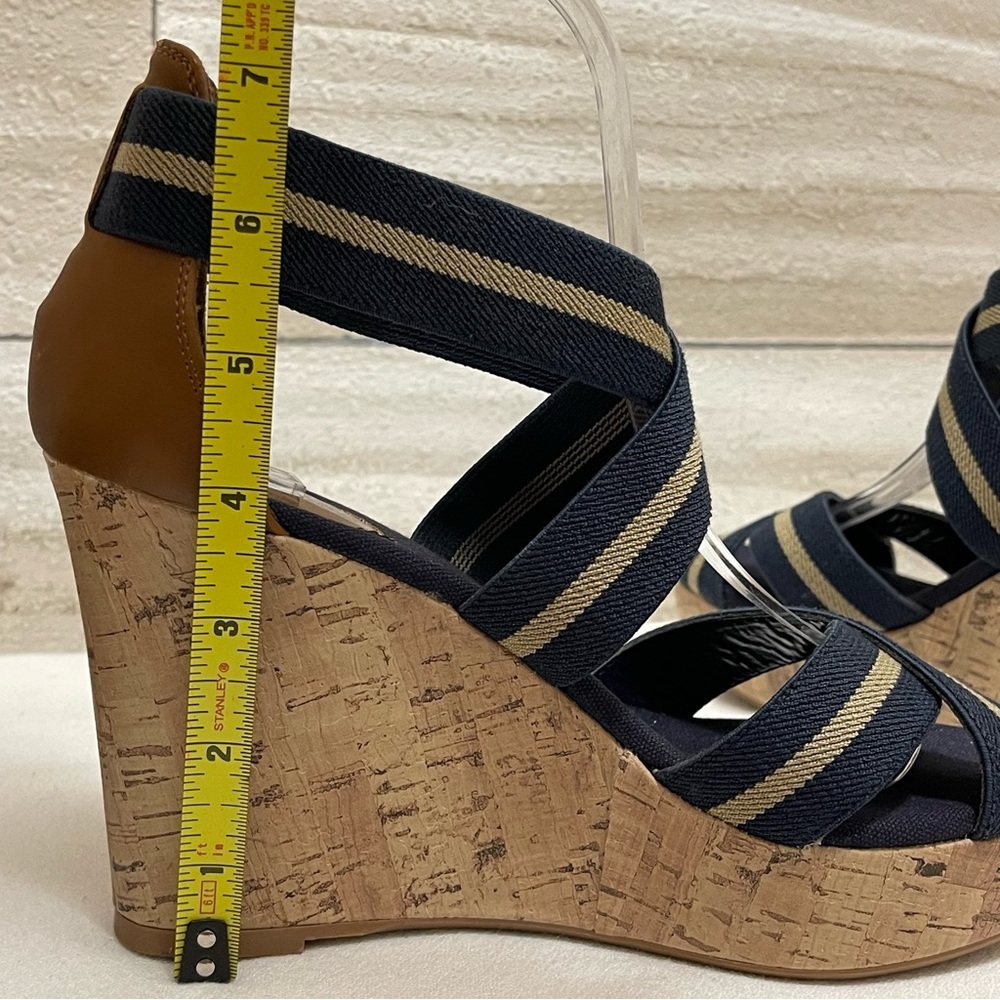 Merona Women's Strappy Blue Fabric Cork Wedge Sandal Open Toe Casual 7.5 - Picture 9 of 13